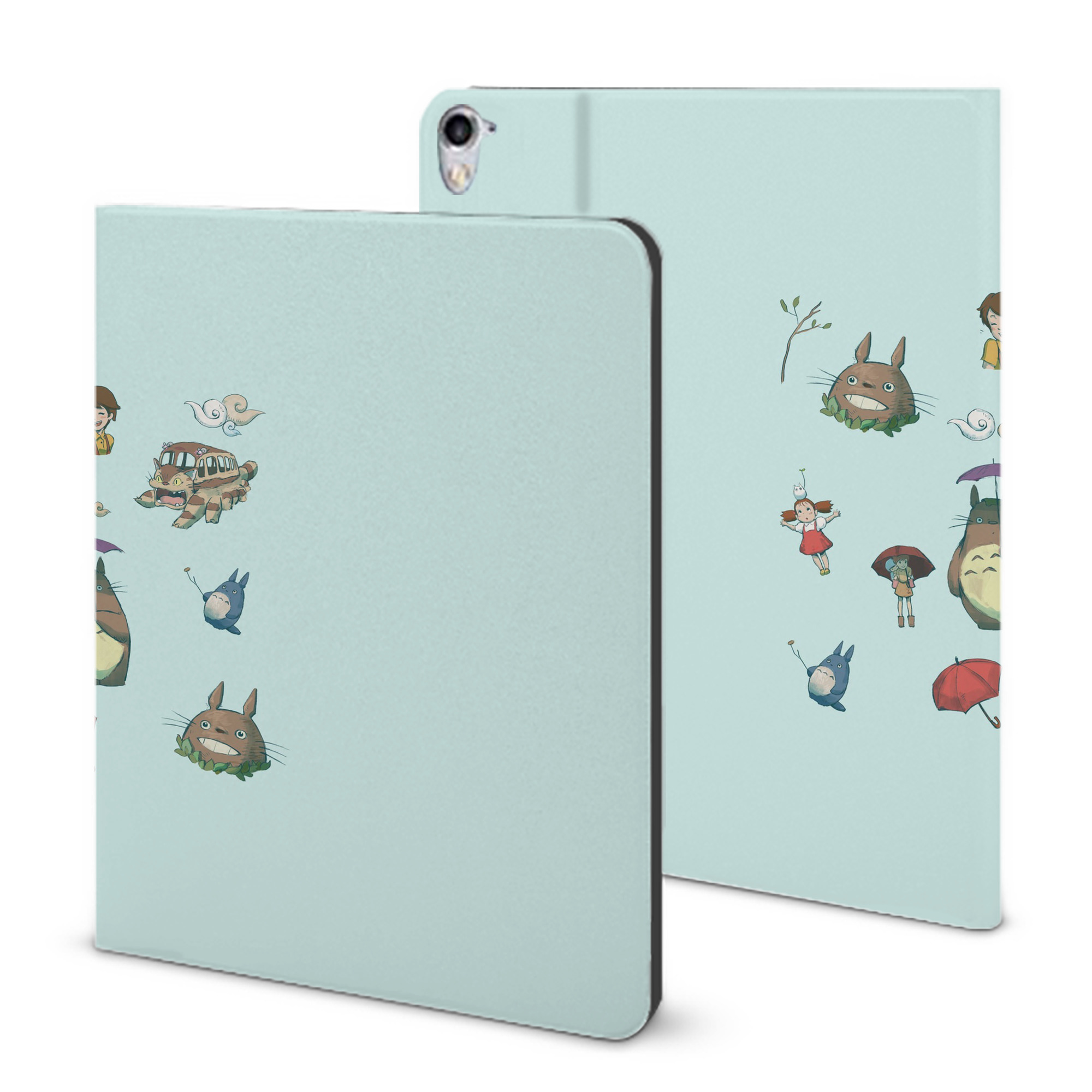 （画像用） となりのトトロ 草壁メイ 草壁サツキ My Neighbor Totoro Satsuki Kusakabe Mei Kusakabe IPad ケース ブック型 PUレザー TPU 耐衝撃 軽量 薄型 ペン収納なし 全面保護 IPad 各モデル対応